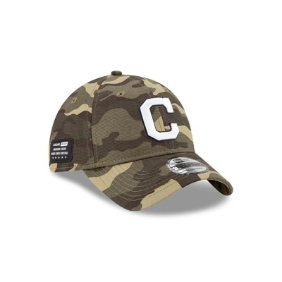 Green Cleveland Indians Hat - New Era MLB Armed Forces Weekend 9TWENTY Adjustable Caps USA8902516